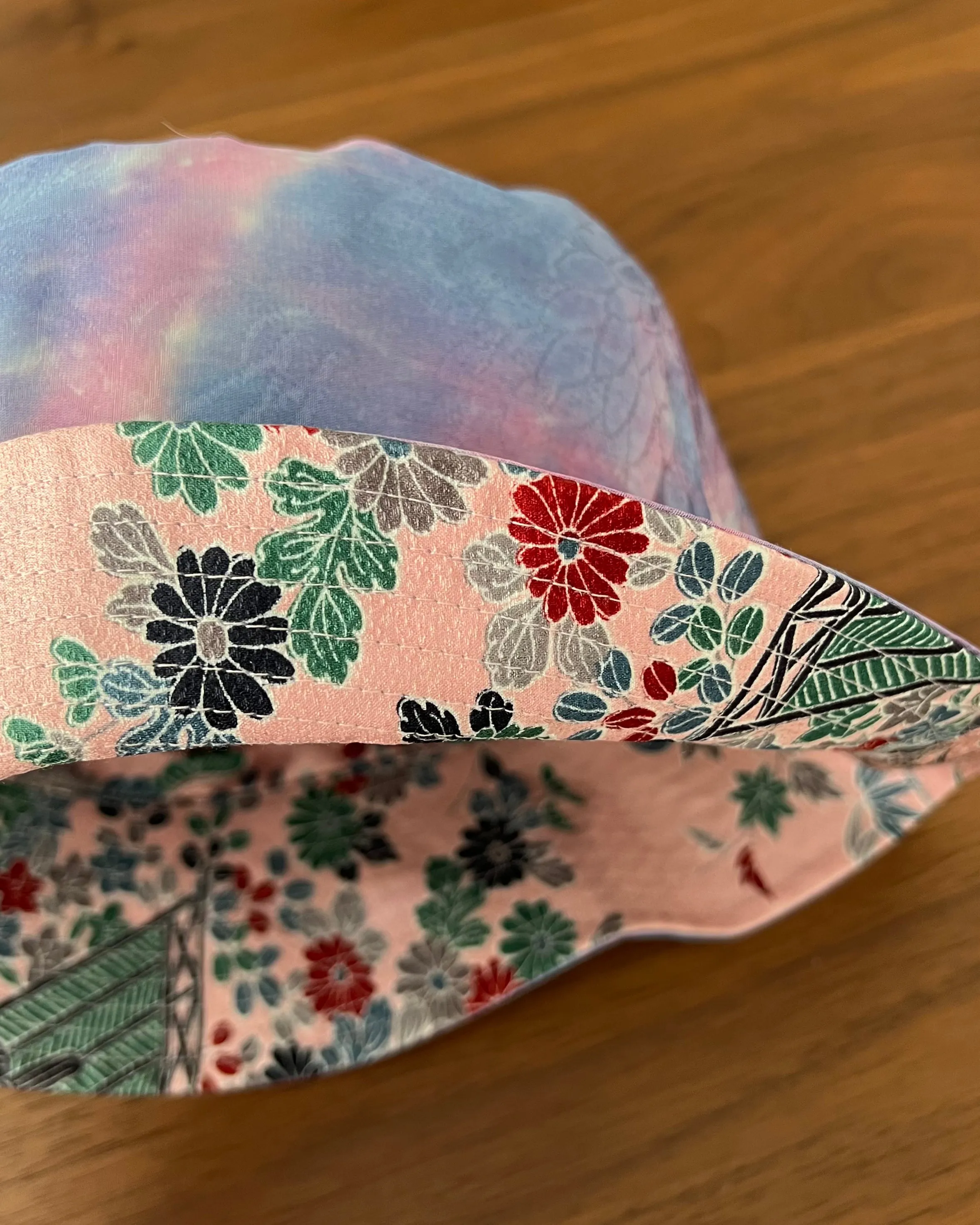 UPCYCLED KIMONO BUCKET HAT・PINK WAGARA ピンク和柄