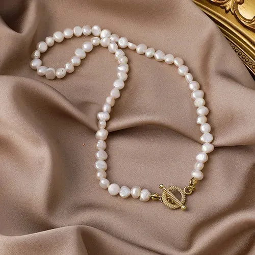 VAIGE Irregular Baroque Freshwater Pearl Choker Necklace in Elegant White