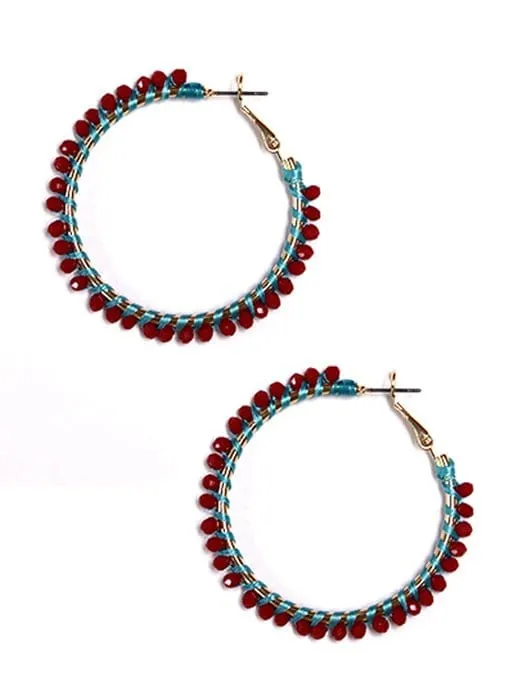 VE4242 Lily Bead Hoop Earrings