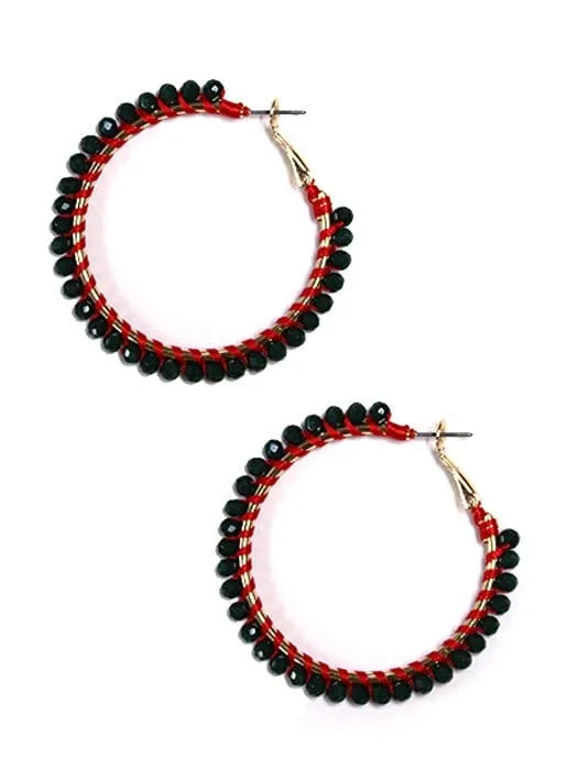 VE4242 Lily Bead Hoop Earrings