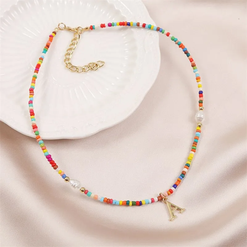 VenusFox Colorful Africa Beads Necklace for Women Short Collar Necklace Choker Women's Neck Chains Bohemian Summer Jewelry Gifts