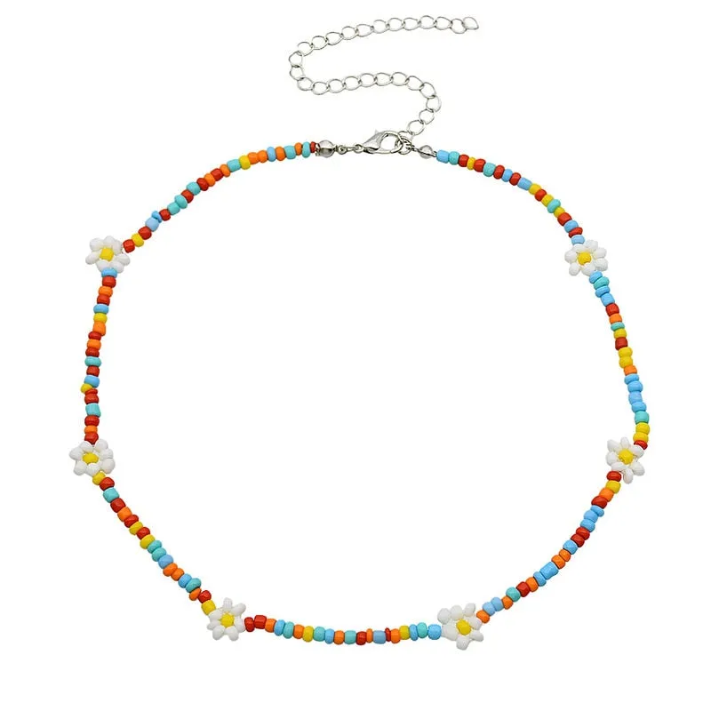 VenusFox Colorful Africa Beads Necklace for Women Short Collar Necklace Choker Women's Neck Chains Bohemian Summer Jewelry Gifts