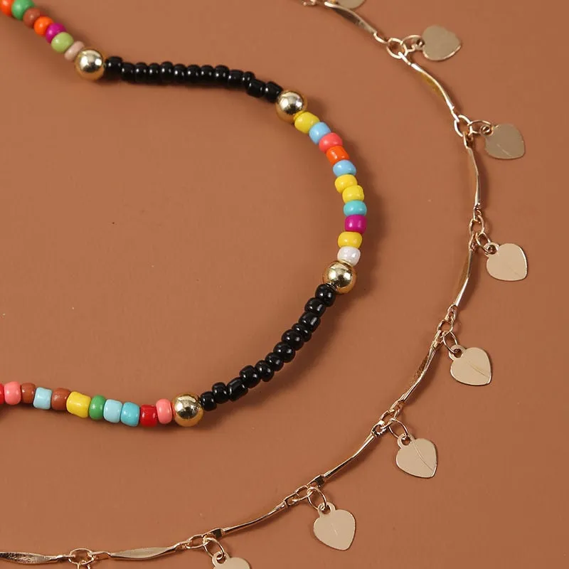 VenusFox Colorful Africa Beads Necklace for Women Short Collar Necklace Choker Women's Neck Chains Bohemian Summer Jewelry Gifts