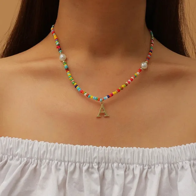 VenusFox Colorful Africa Beads Necklace for Women Short Collar Necklace Choker Women's Neck Chains Bohemian Summer Jewelry Gifts