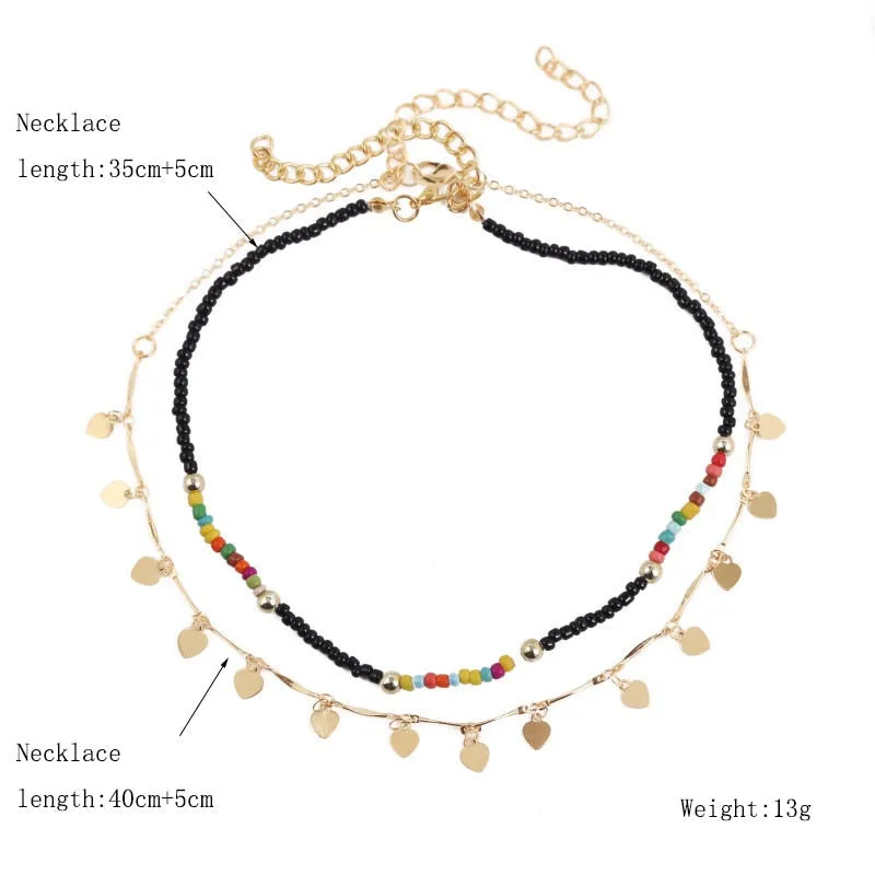 VenusFox Colorful Africa Beads Necklace for Women Short Collar Necklace Choker Women's Neck Chains Bohemian Summer Jewelry Gifts