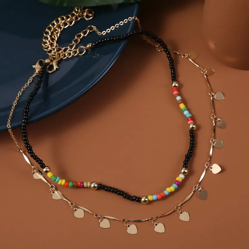 VenusFox Colorful Africa Beads Necklace for Women Short Collar Necklace Choker Women's Neck Chains Bohemian Summer Jewelry Gifts