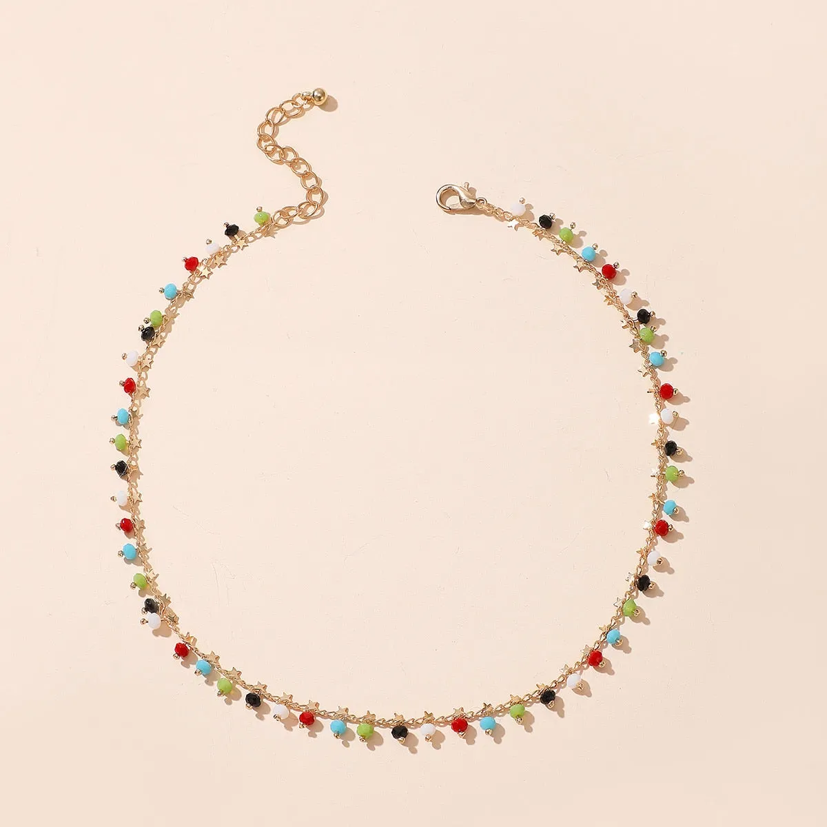 VenusFox Colorful Africa Beads Necklace for Women Short Collar Necklace Choker Women's Neck Chains Bohemian Summer Jewelry Gifts