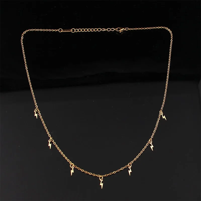 VenusFox New stainless steel Women pendants Necklaces Jewelry Cross Lightning hexagram Choker Necklace Chain gold Girls Kpop Collares