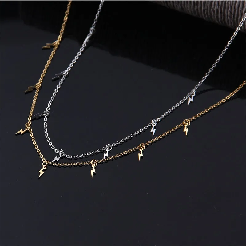 VenusFox New stainless steel Women pendants Necklaces Jewelry Cross Lightning hexagram Choker Necklace Chain gold Girls Kpop Collares