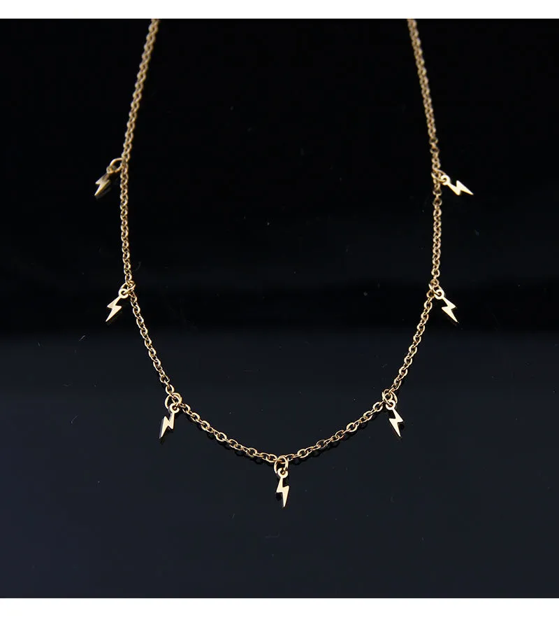 VenusFox New stainless steel Women pendants Necklaces Jewelry Cross Lightning hexagram Choker Necklace Chain gold Girls Kpop Collares