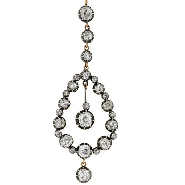 Victorian 18kt Diamond Teardrop Earrings 7.26ctw