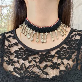 Vintage Boho Silver Spike Choker Necklace