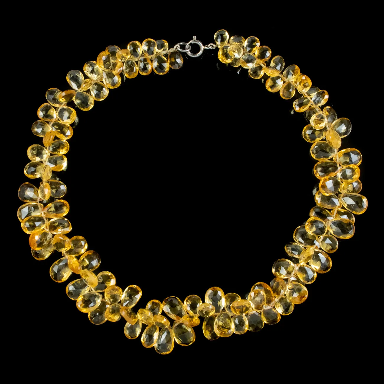 Vintage Citrine Cluster Necklace Silver clasp