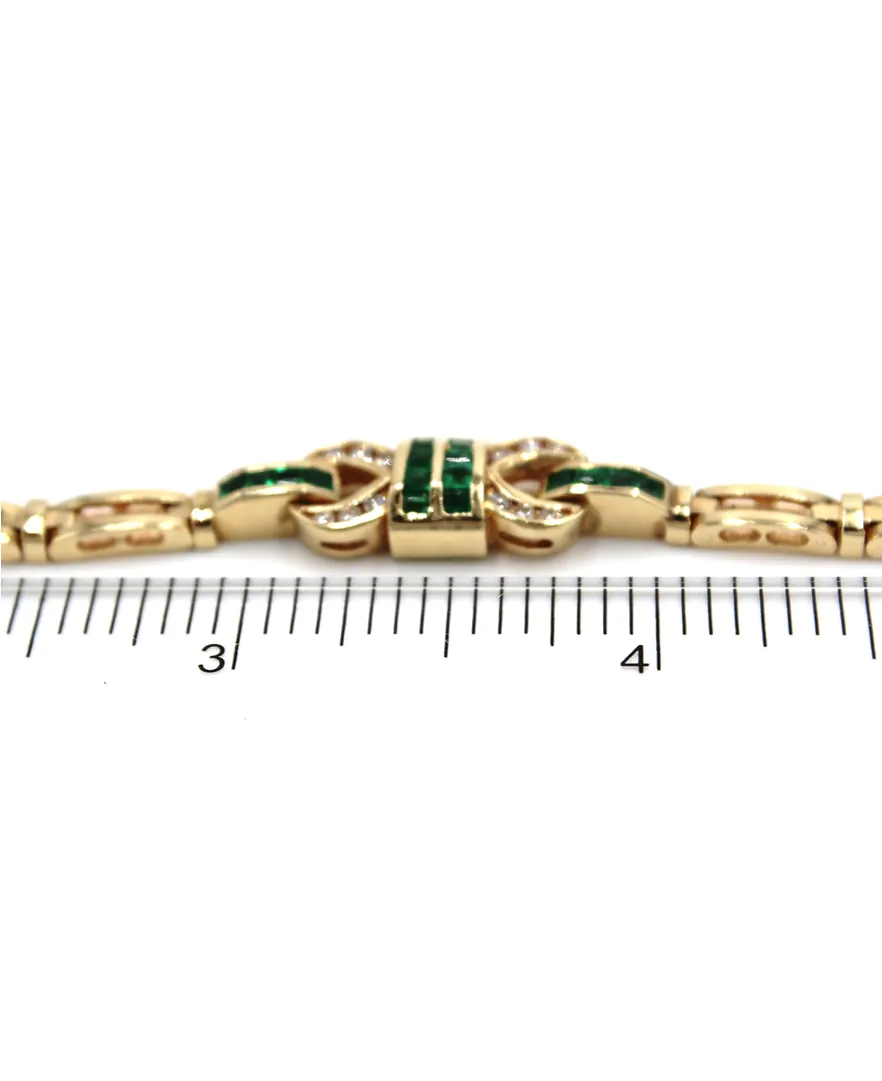 Vintage Emerald Bracelet with Diamonds Set in 14K Gold (Watch Video)