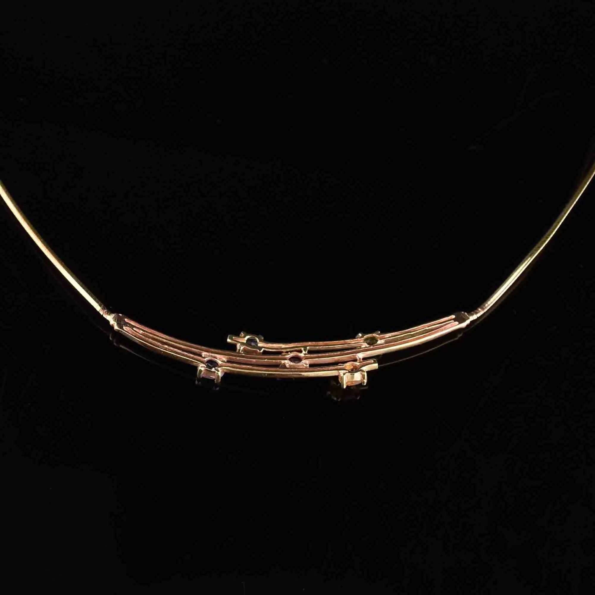 Vintage Gold Bar Multi Stone Necklace