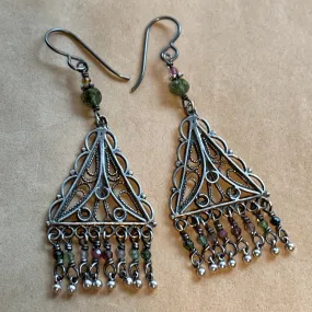 Vintage Silver & Tourmaline Earrings