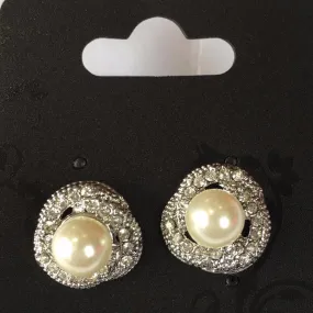 Vintage Silver Pearl Stud Earrings