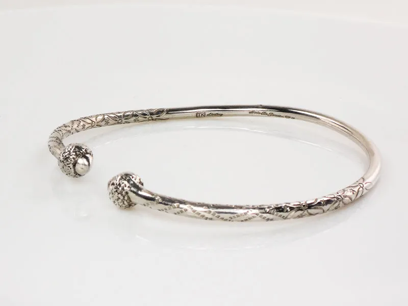 Vintage Sterling Silver Jamaica Caribbean Pointed Ends Island Cuff Bracelet