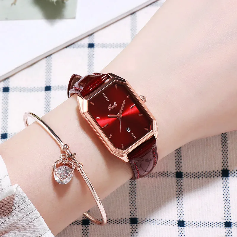 Watch Trendy Simple Casual Belt Calendar Women's Quartz Waterproof Watch