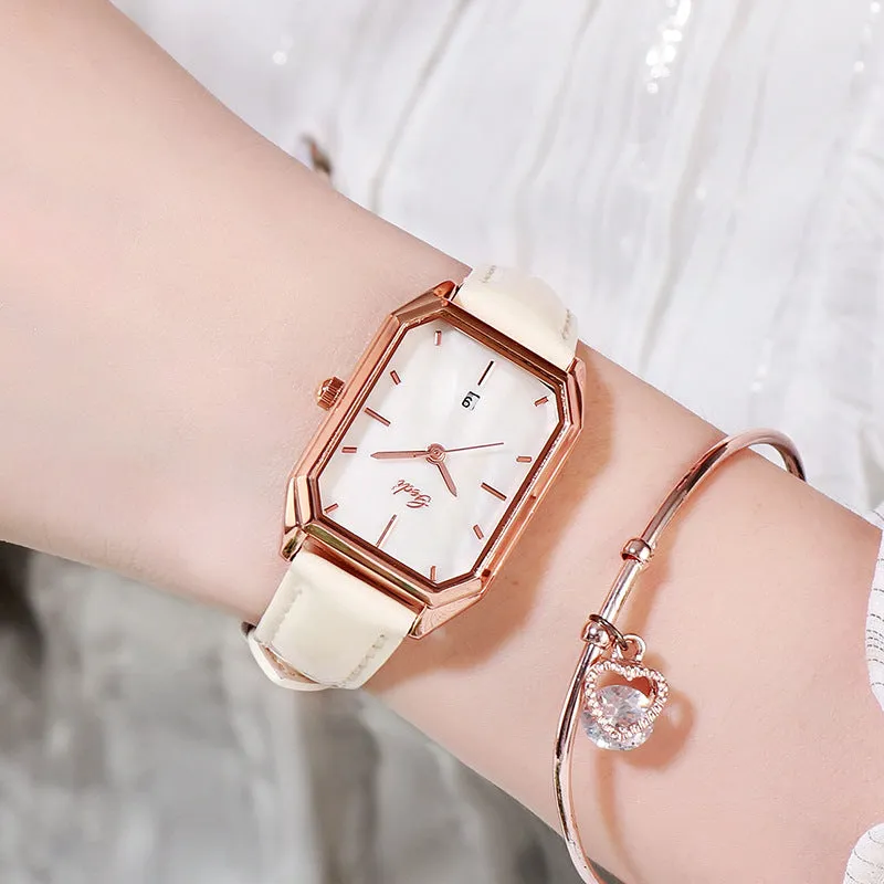 Watch Trendy Simple Casual Belt Calendar Women's Quartz Waterproof Watch