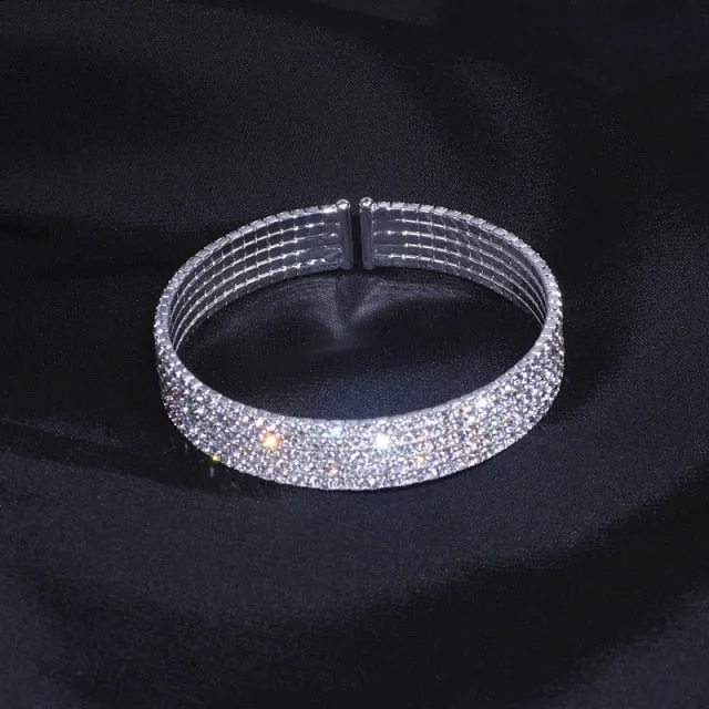 Wedding Jewelry Romantic Cuff Bangle Bracelet for Women with Crystal in Gold Color