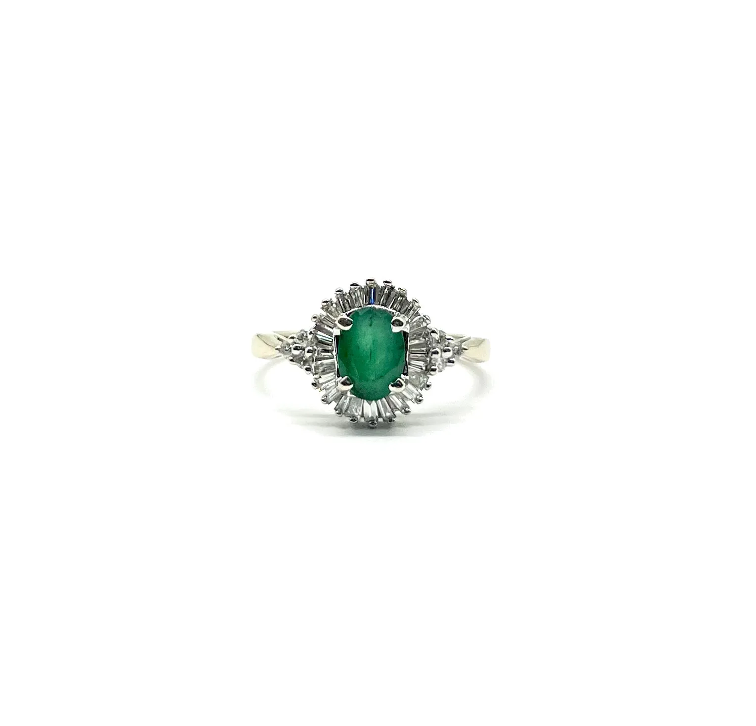 White Gold Emerald and Diamond Ring