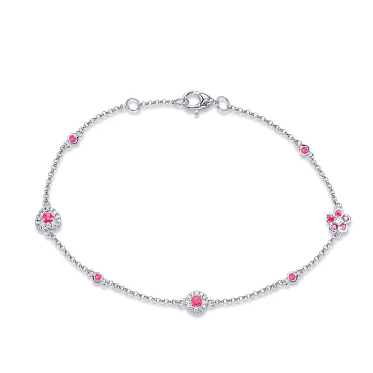 White Gold Ruby & Diamond Bracelet