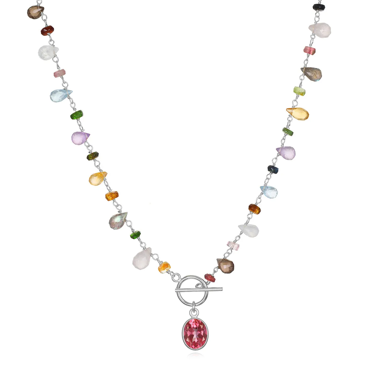 Wildflower Toggle Necklace-Pink Topaz