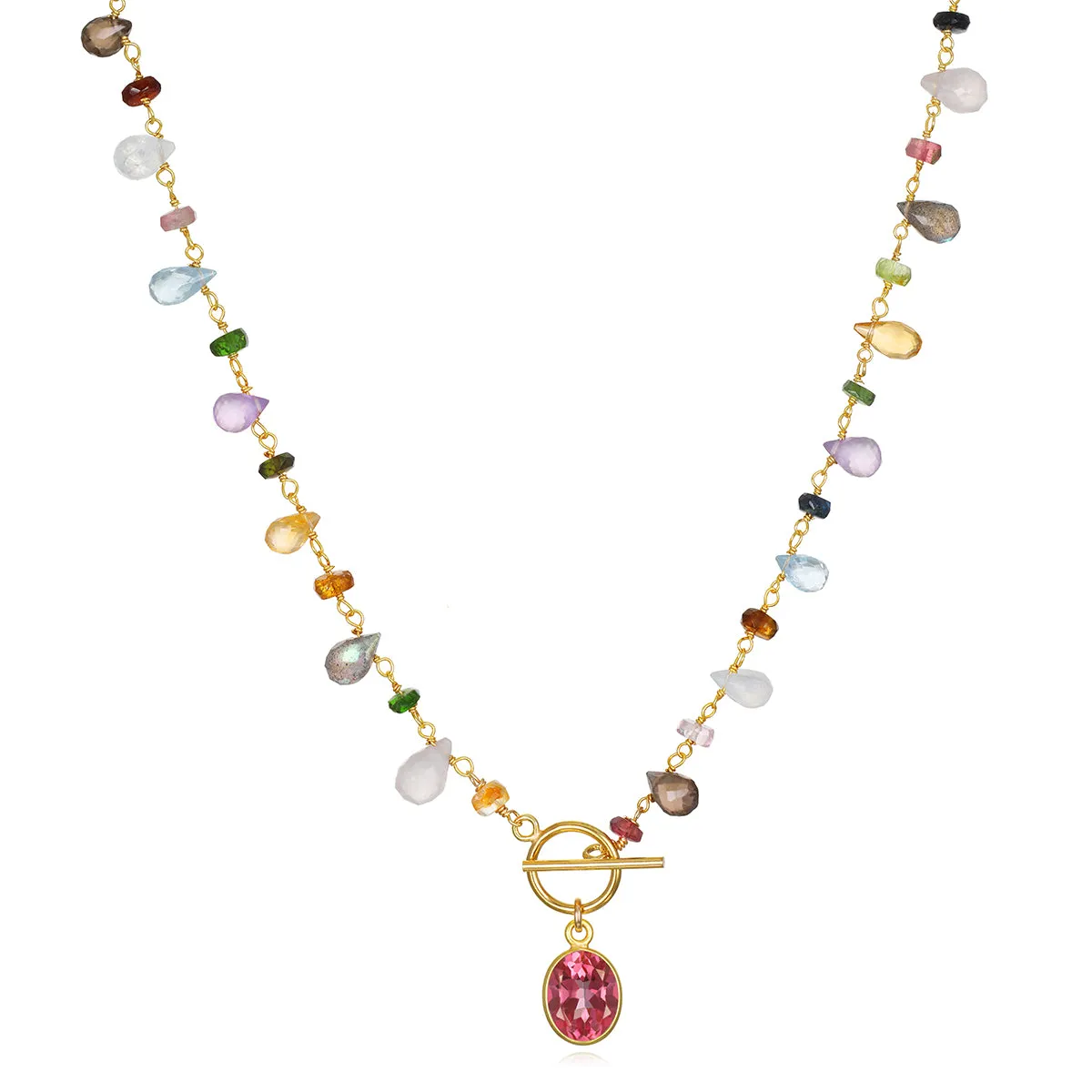 Wildflower Toggle Necklace-Pink Topaz