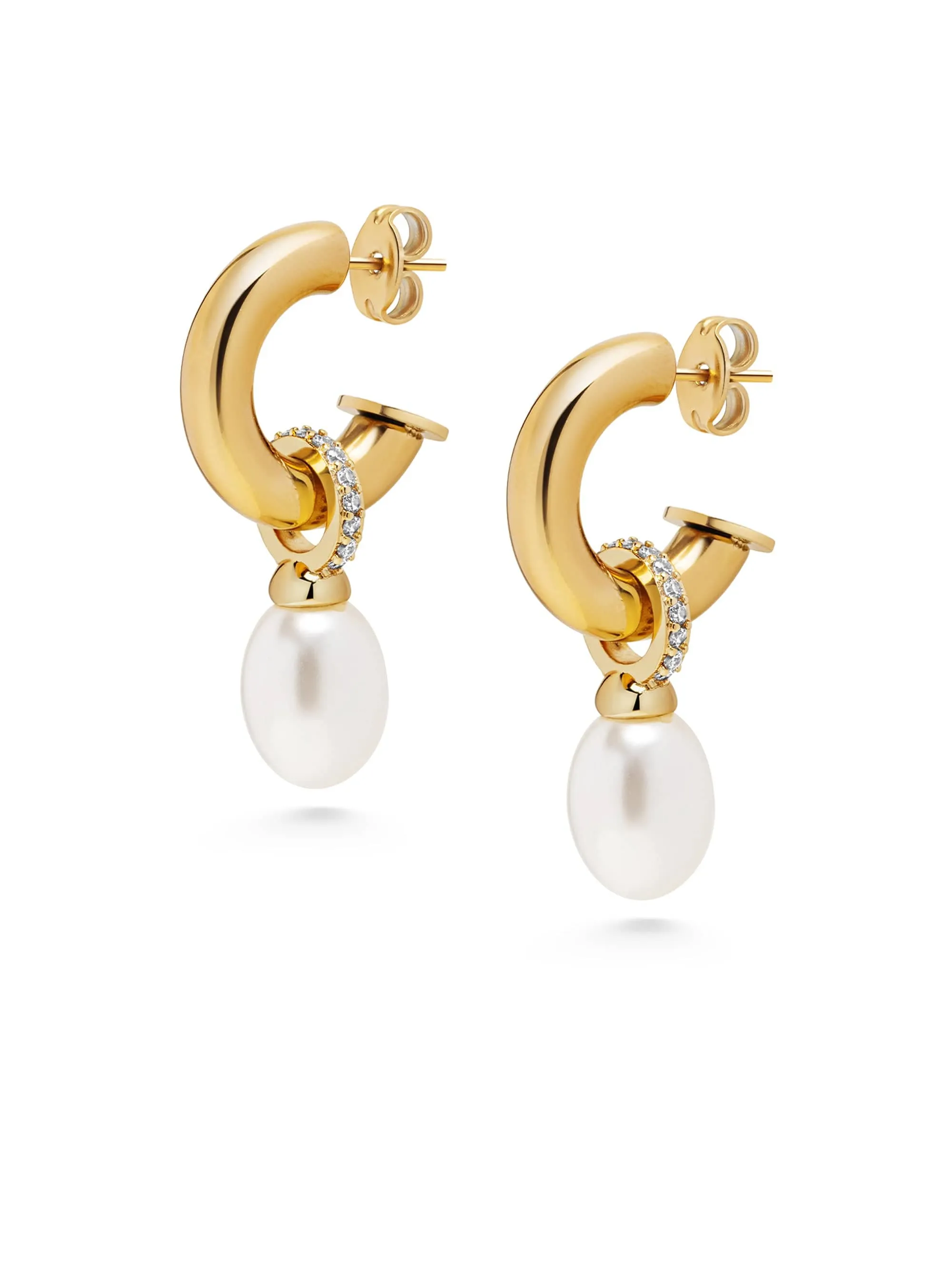 Women's Chunky Pearl Hoops