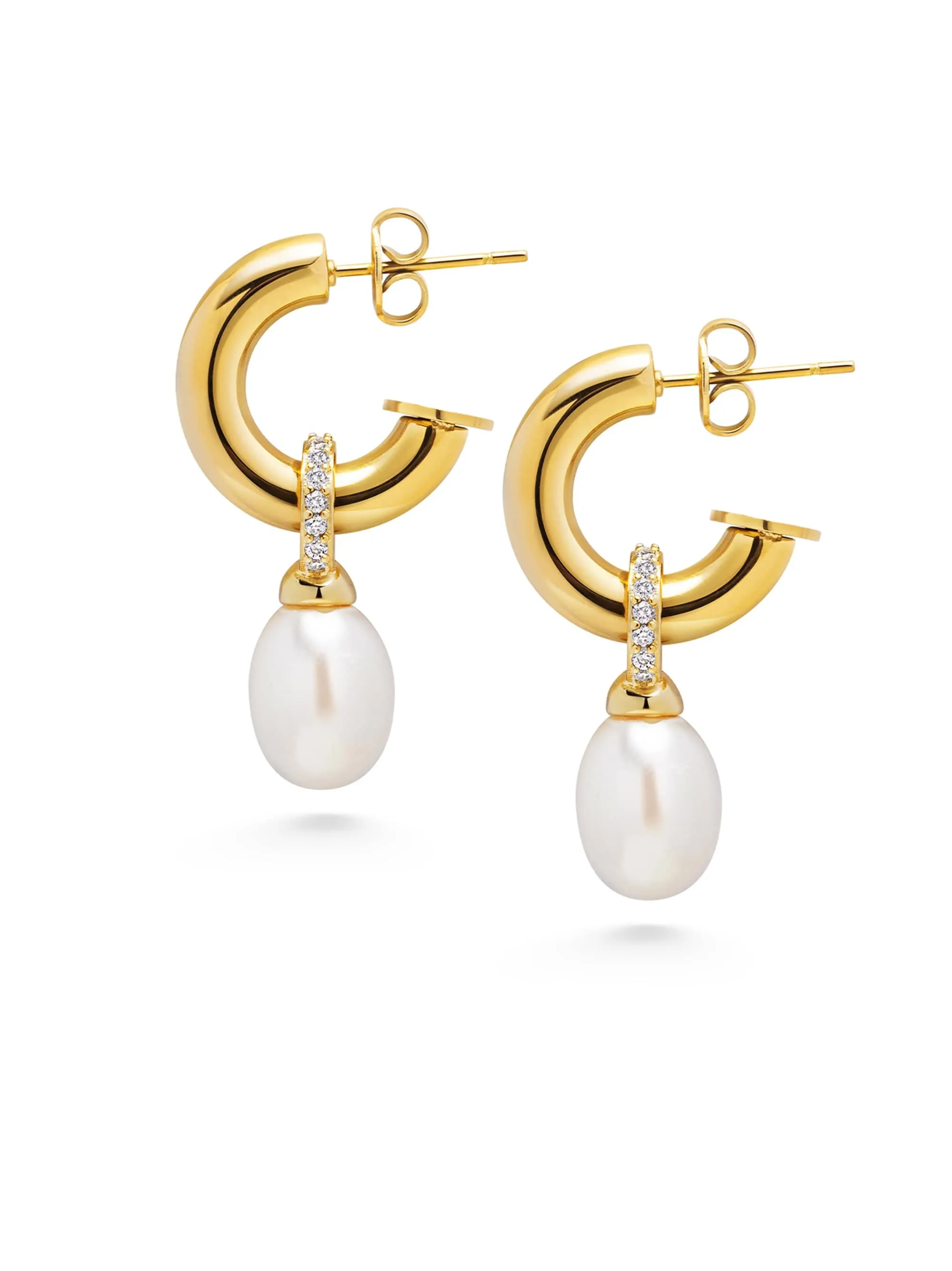 Women's Chunky Pearl Hoops