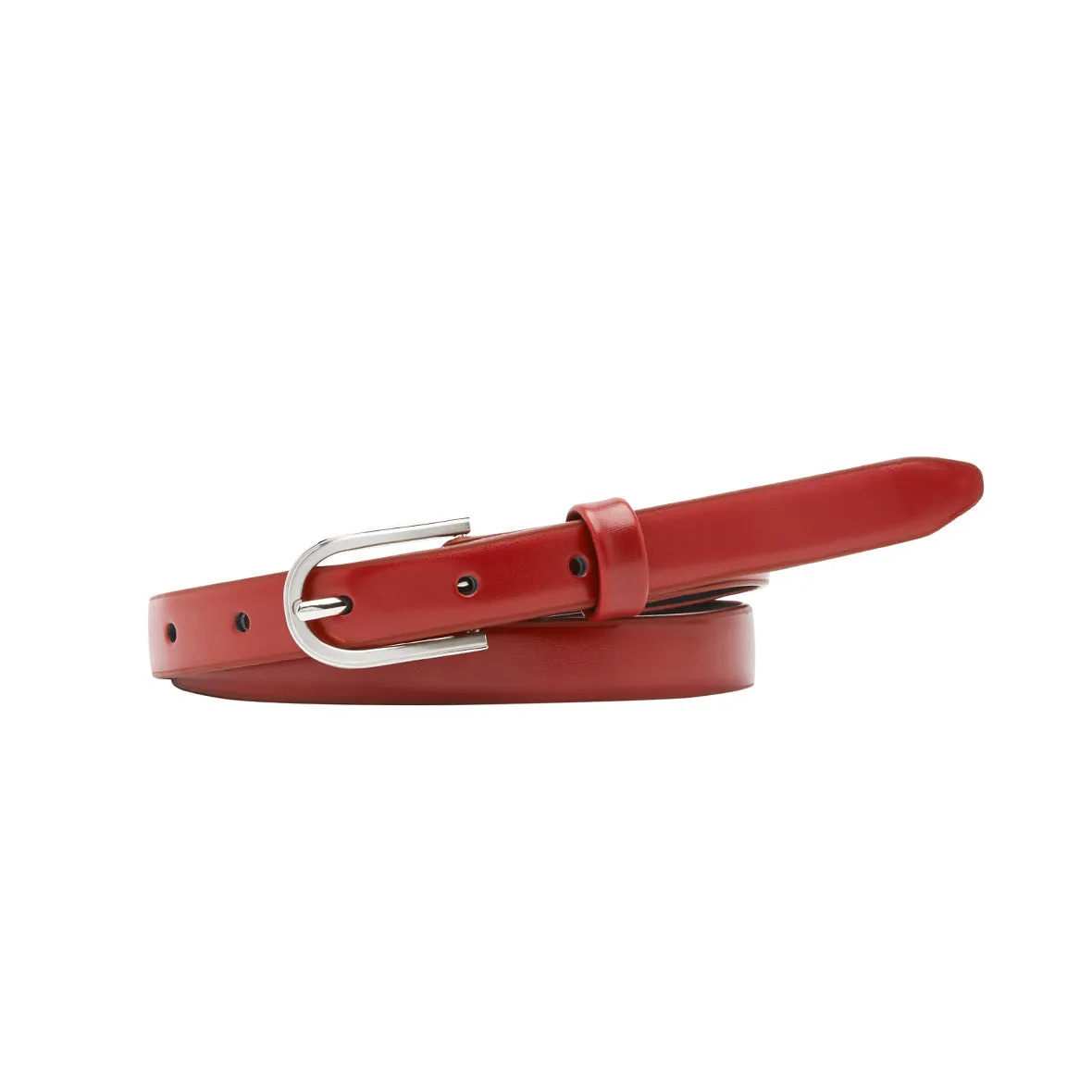 Women's Red Leather Belt with Silver Buckle - 1915RU