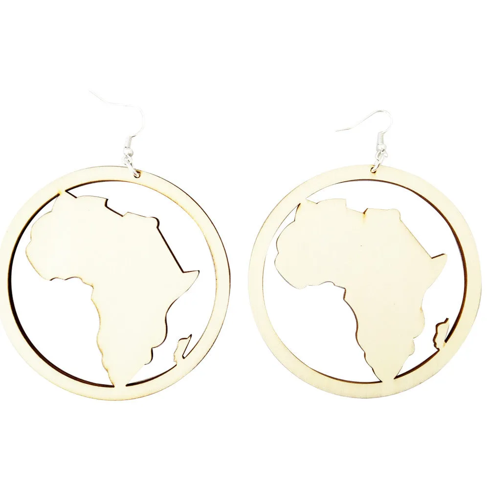 Wooden Map of Africa Hoop Earrings | Africa shaped | African | Natural hair | Afrocentric | jewelry