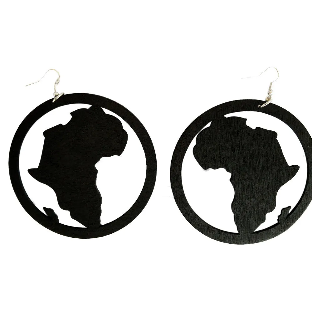 Wooden Map of Africa Hoop Earrings | Africa shaped | African | Natural hair | Afrocentric | jewelry