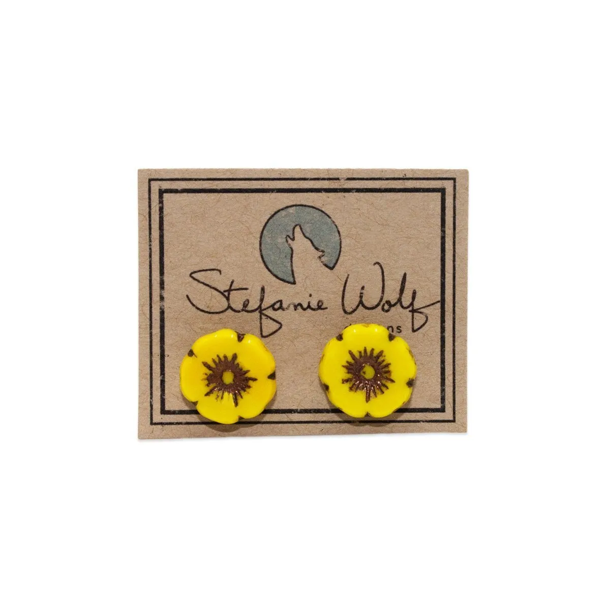 Yellow Hibiscus Flower Stud Earrings