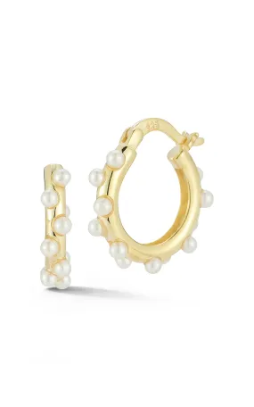 Zig Zag Freshwater Pearl Hoop Earrings